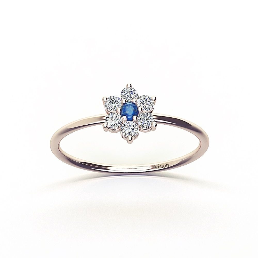 kapşonlu çiçek yüzük üst 1 Kirmizi altin Lapis Diamond
