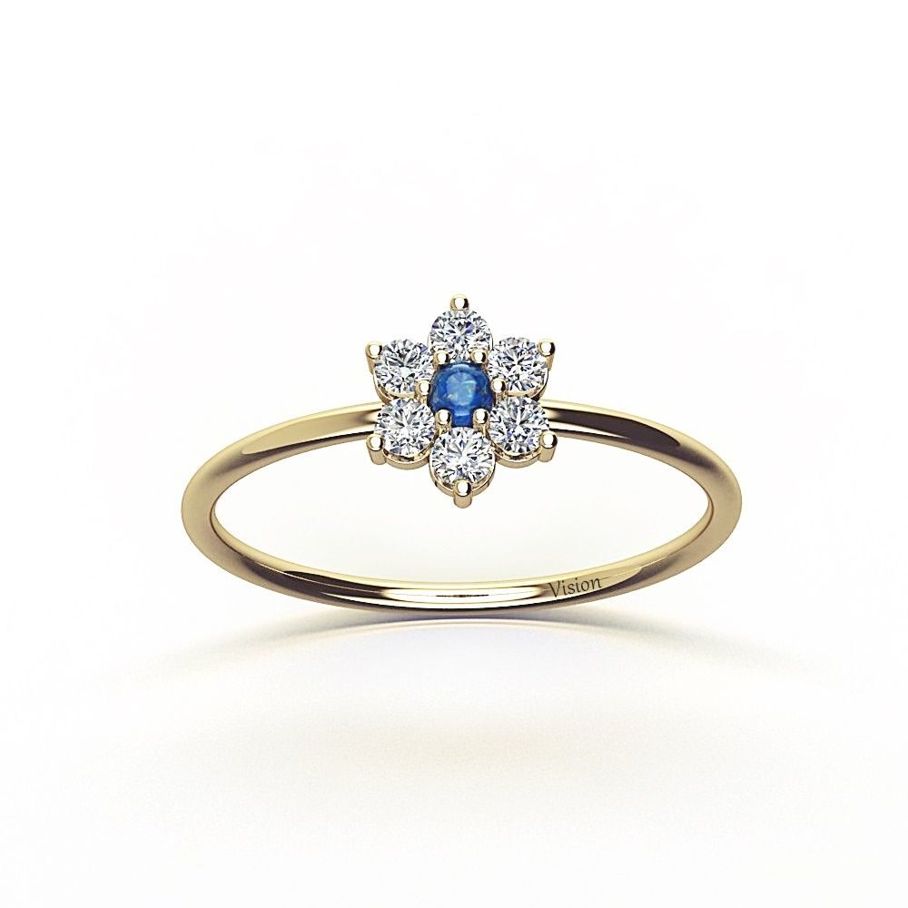 kapşonlu çiçek yüzük üst 1 Yesil altin Lapis Diamond