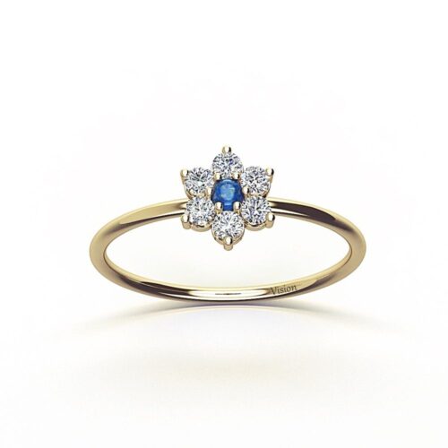 kapşonlu çiçek yüzük üst 1 Yesil altin Lapis Diamond