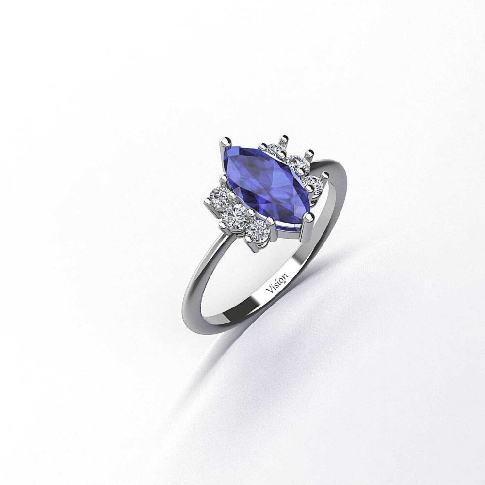 markiz ve tesevili yz Perspektif 1 Beyaz Altin Sapphire Blue Diamond