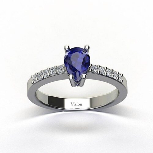 vision pirlanta damla kesim safir yuzuk