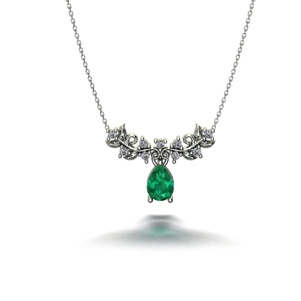 visionpirlanta yaprak kolye 85428