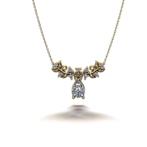 visionpirlanta yaprak kolye 85432