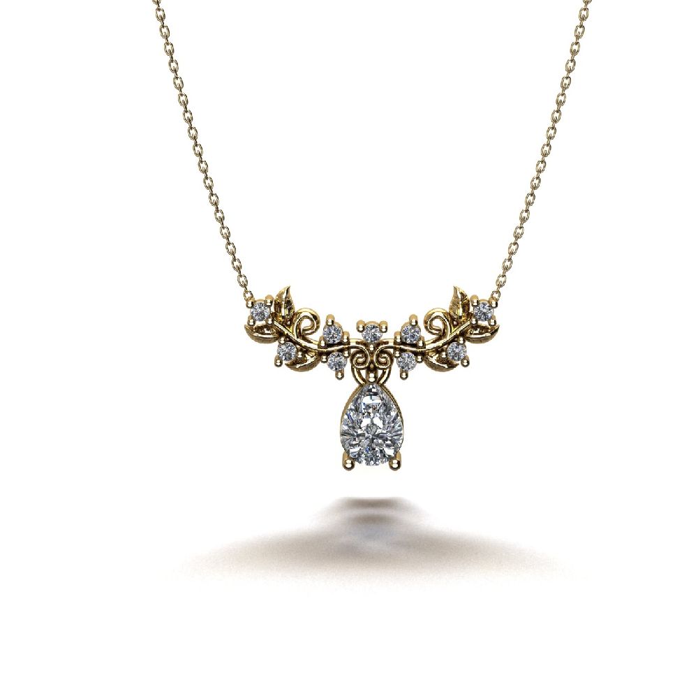 visionpirlanta yaprak kolye 85432