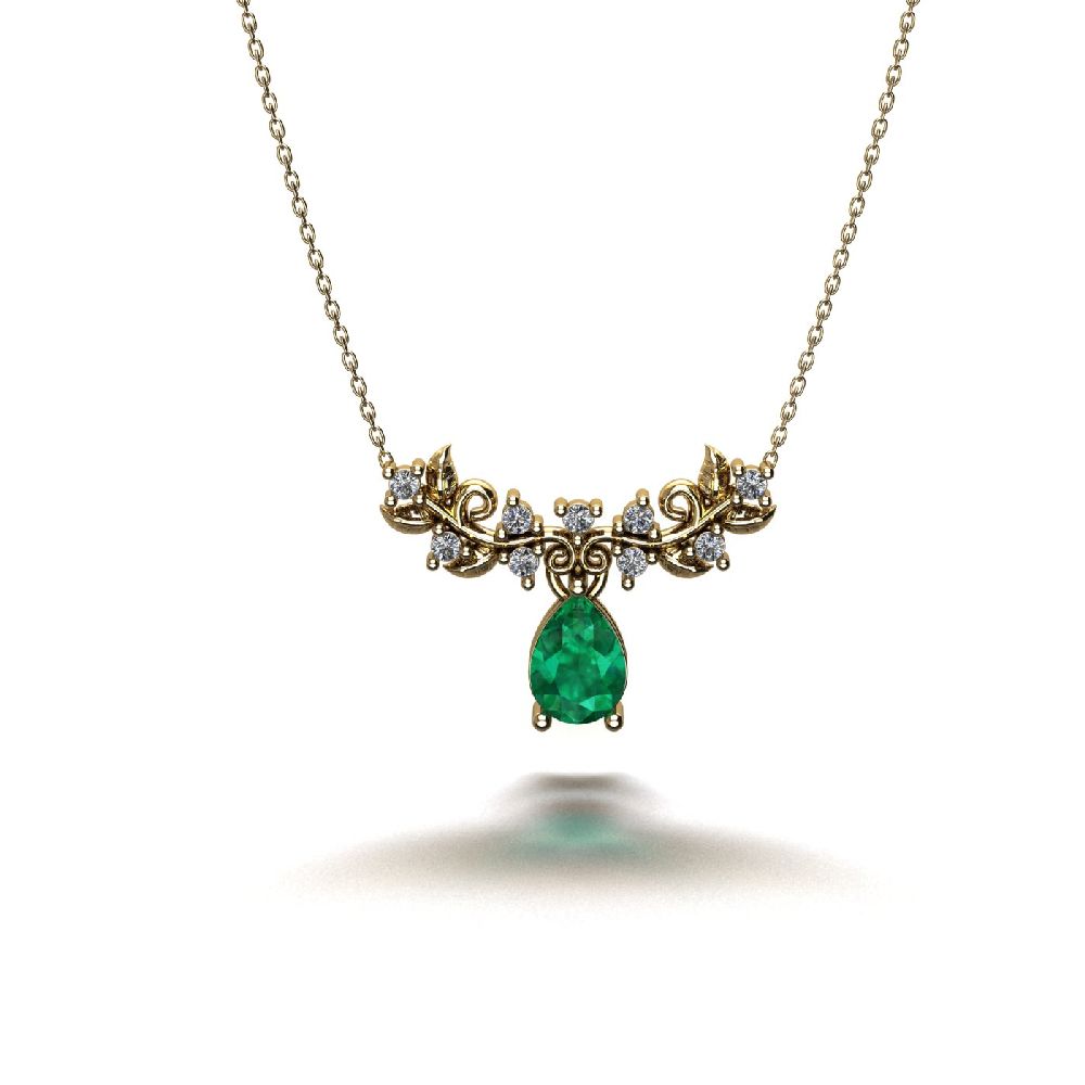 visionpirlanta yaprak kolye 85433