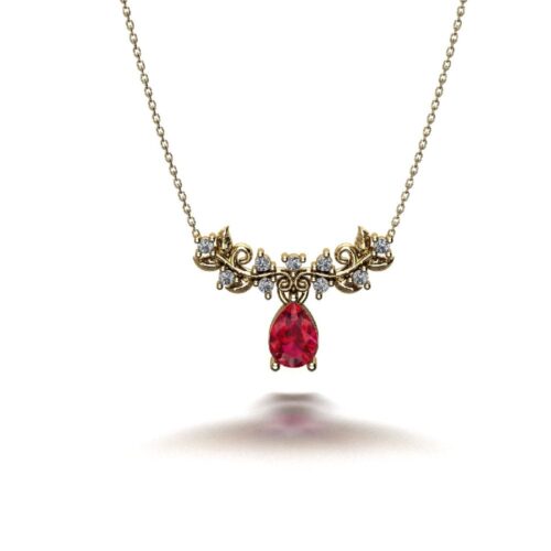 visionpirlanta yaprak kolye 85434